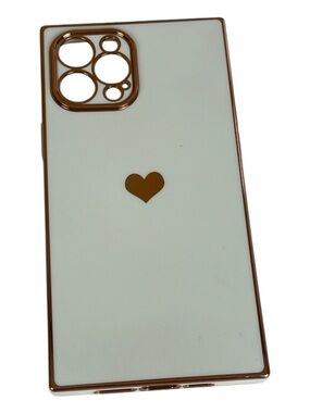 White and Rose Gold Heart Accent iPhone 12 pro Max phone Case